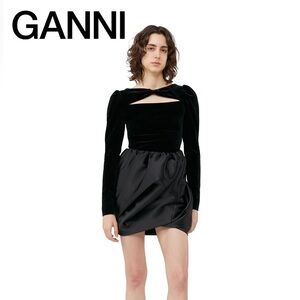 GANNI - Black Balloon Double Satin Mini Skirt​​​​